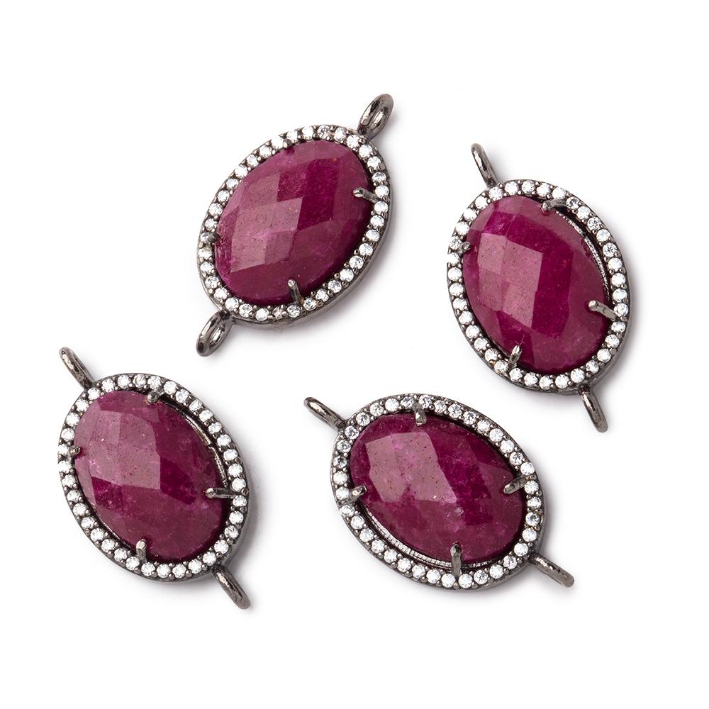 17x13mm Black Gold CZ Bezel Ruby Oval Connector 1 Focal Bead