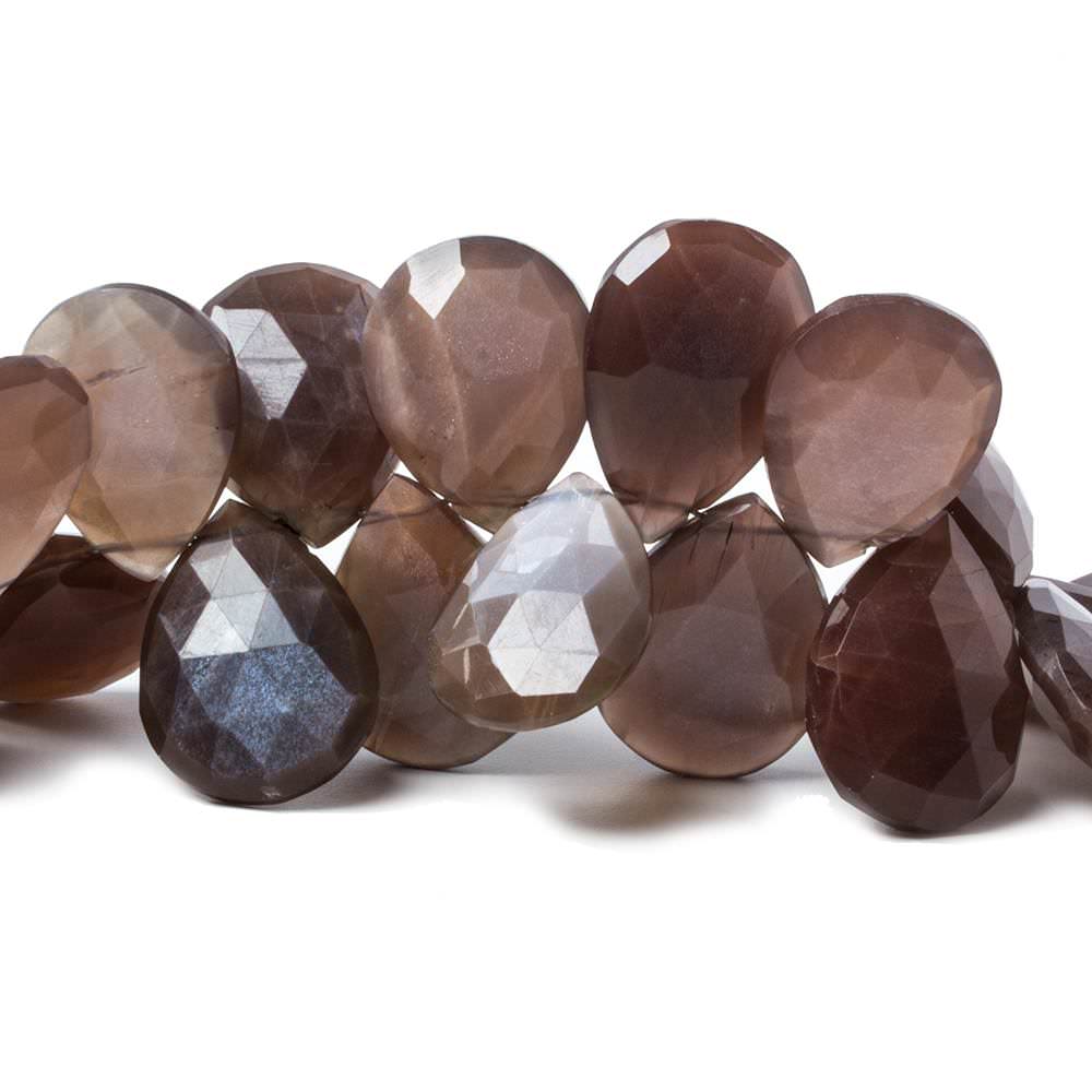 17x14.5-20.5x15mm Chocolate Moonstone faceted pear beads 8 inch 33 pcs