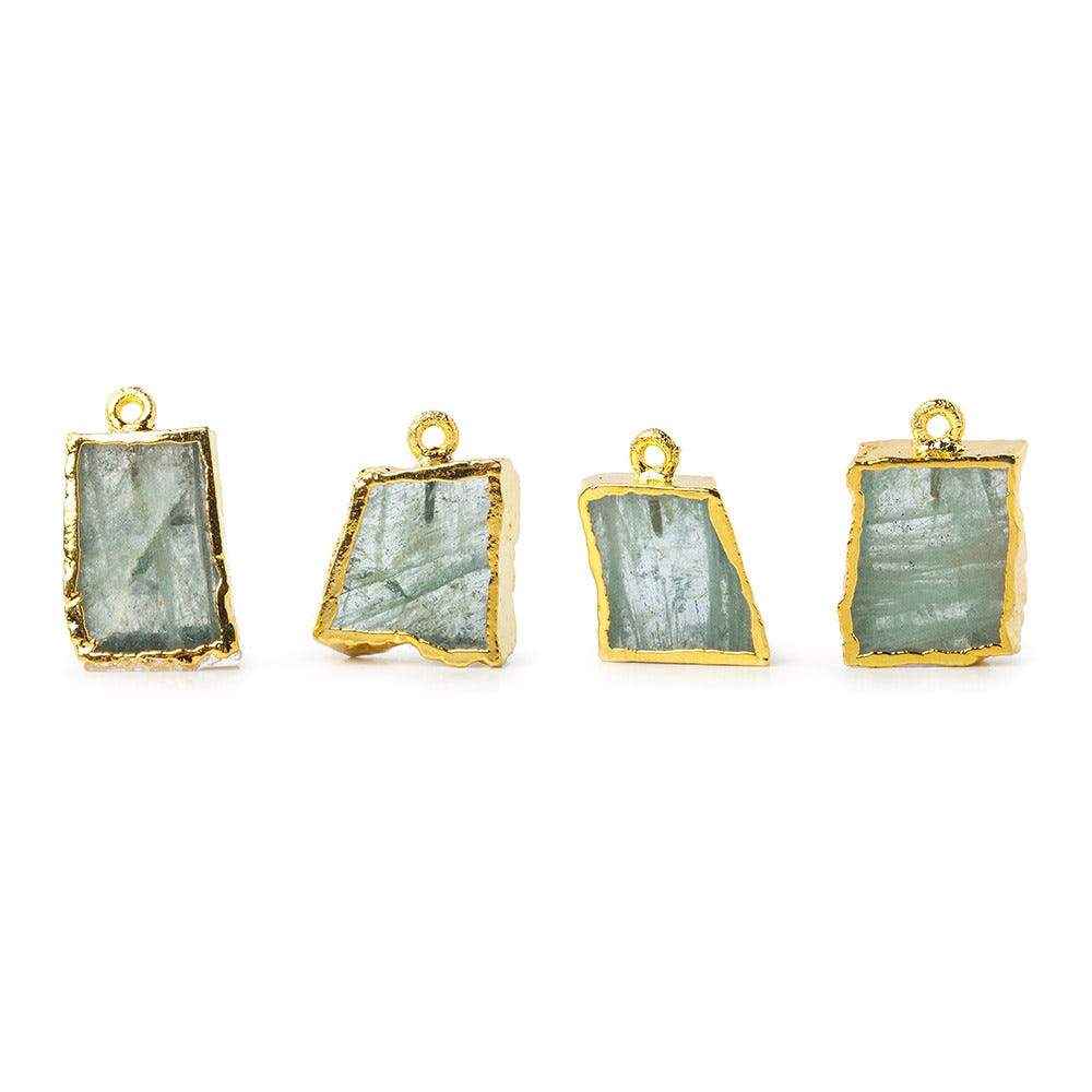 17x14mm Gold Leafed Aquamarine Slice Pendant 1 piece
