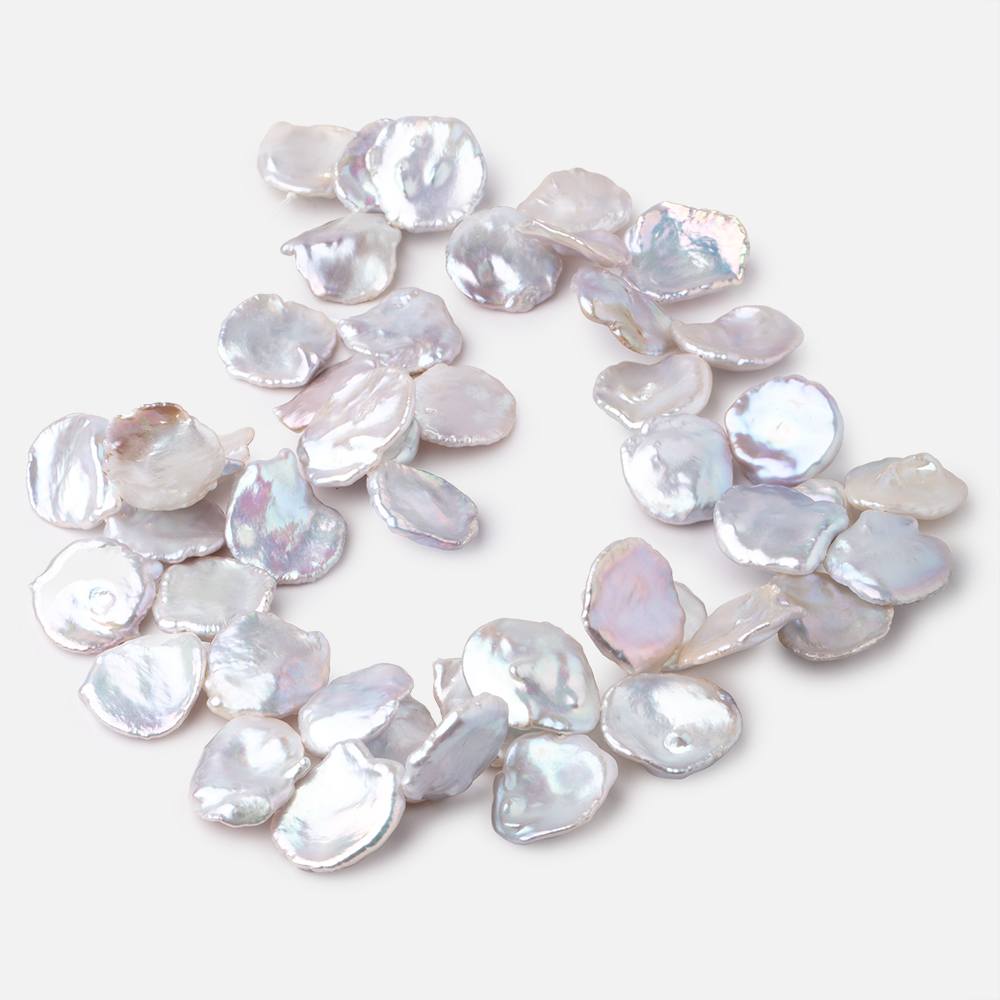 17x15-19x17mm Silvery White Top Drill Ultra Keshi Freshwater Pearls 15 inch 46 Beads AA