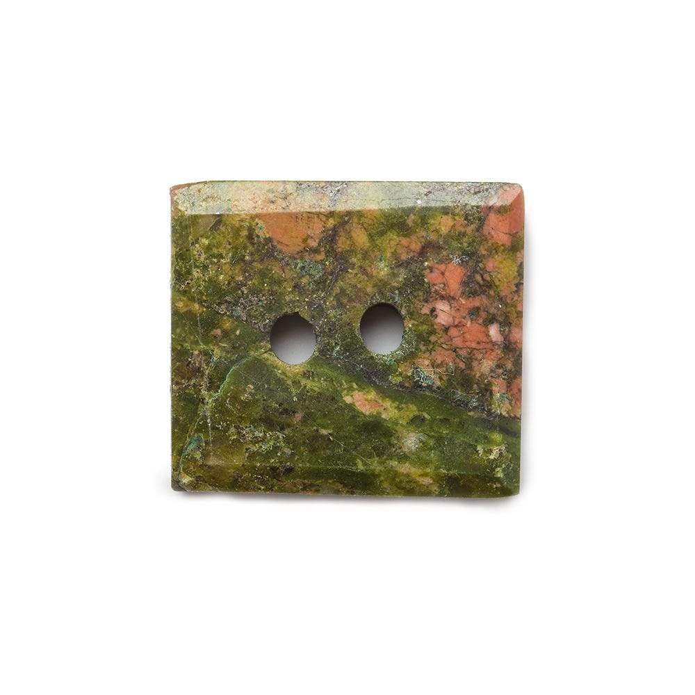 17x15mm Unakite rectangle 2.5mm hole button 1 piece