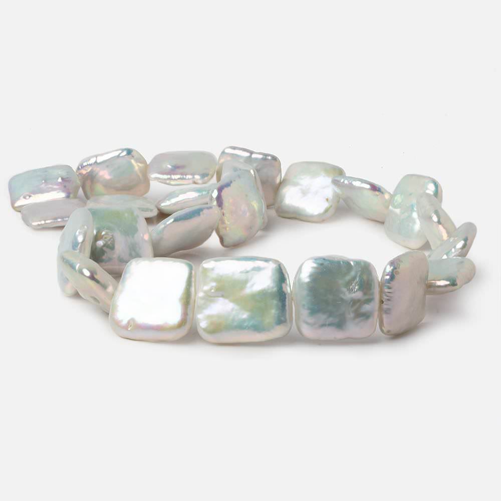 17x17mm White Iridescent Square Freshwater Pearls 16.25 inch 22 pieces AA