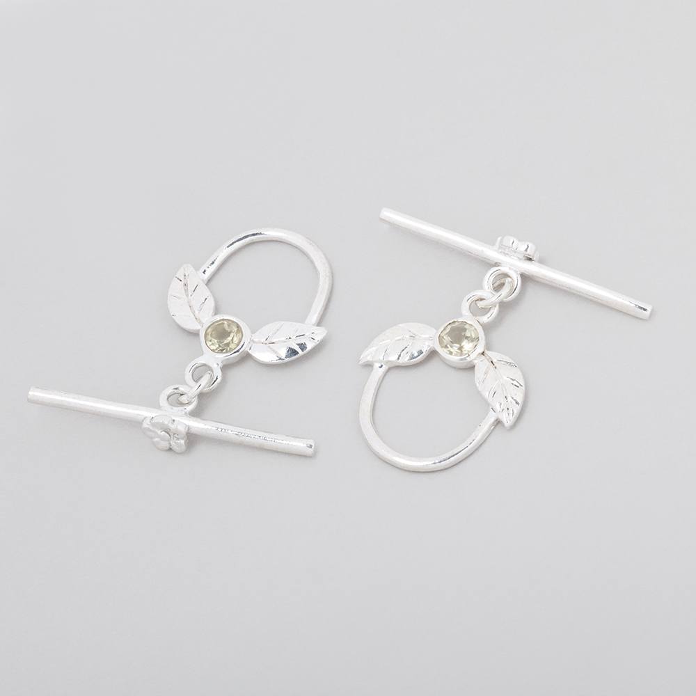 17x18mm Sterling Silver Toggle with Leaves & Lemon Quartz 1 piece