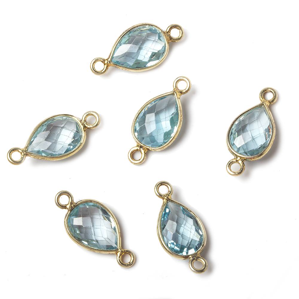 11x8mm Vermeil Bezel Sky Blue Topaz Pear Connector 1 piece