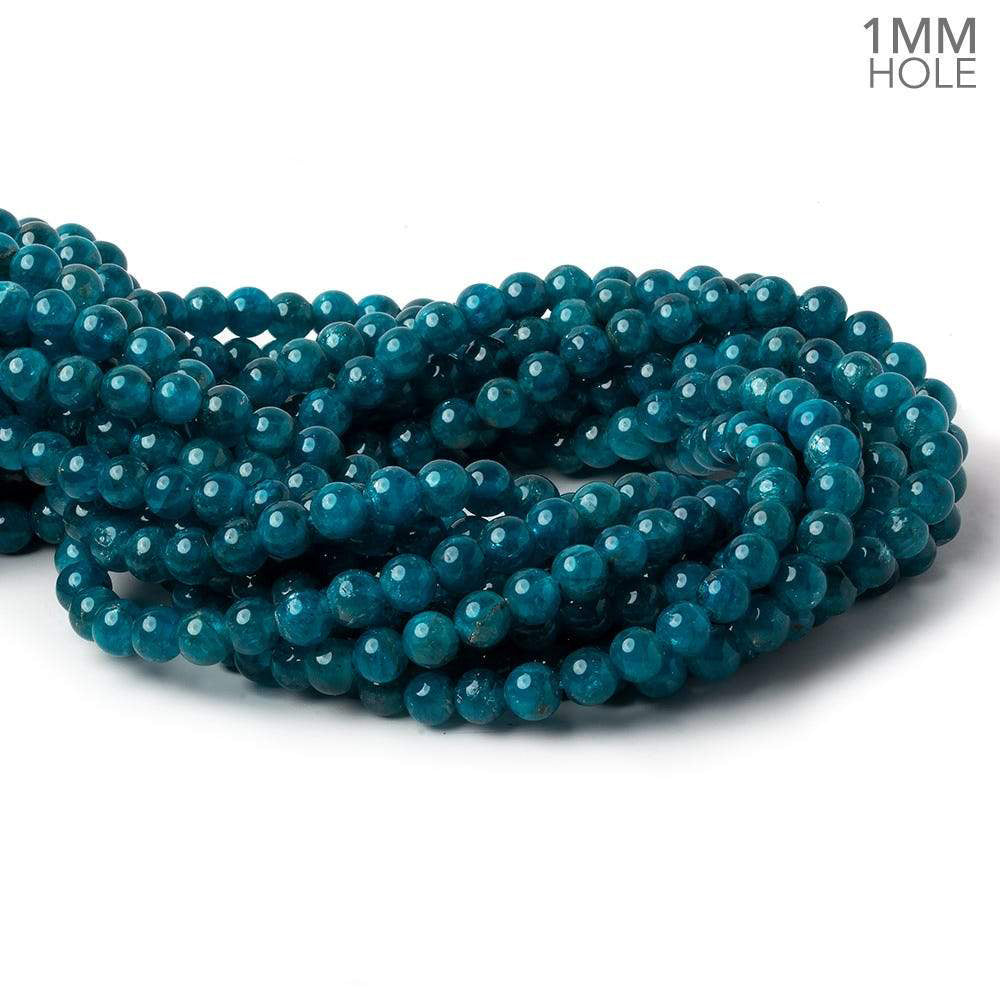 6mm Neon Apatite Plain Rounds 16 inch 70 beads 1mm Large Hole A