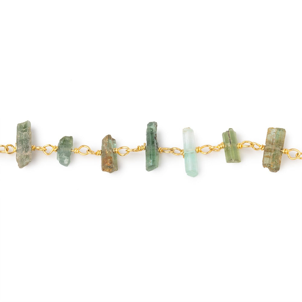 4x2-10x3mm Multi Color Tourmaline Natural Crystal on Vermeil Chain