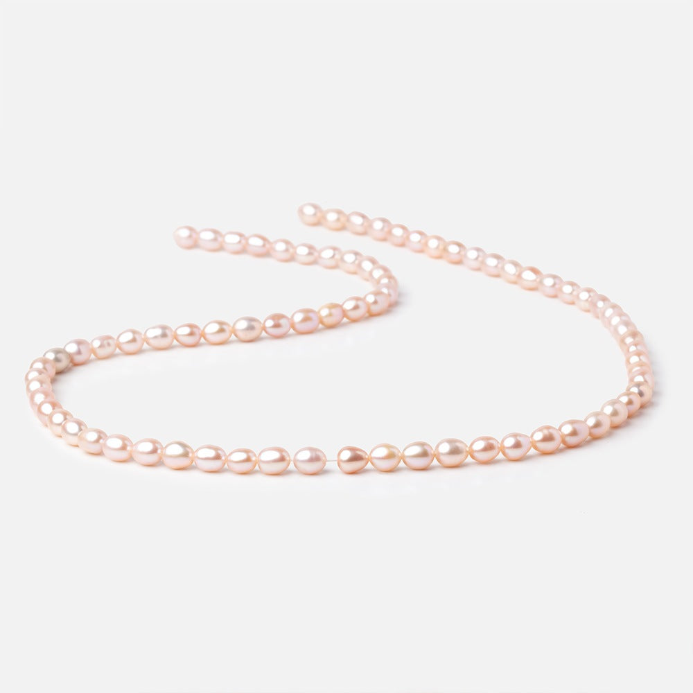 5x4mm Pink Straight Drill Oval Freshwater Pearls 15.5 inch 72 Beads A