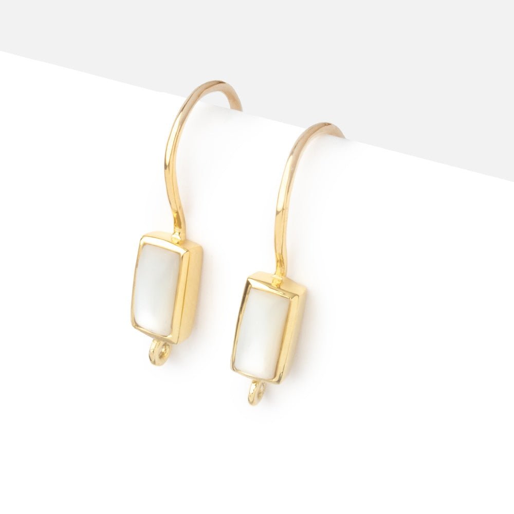 18mm Mother of Pearl Plain Baguette Ear Wire Set of 2 pieces