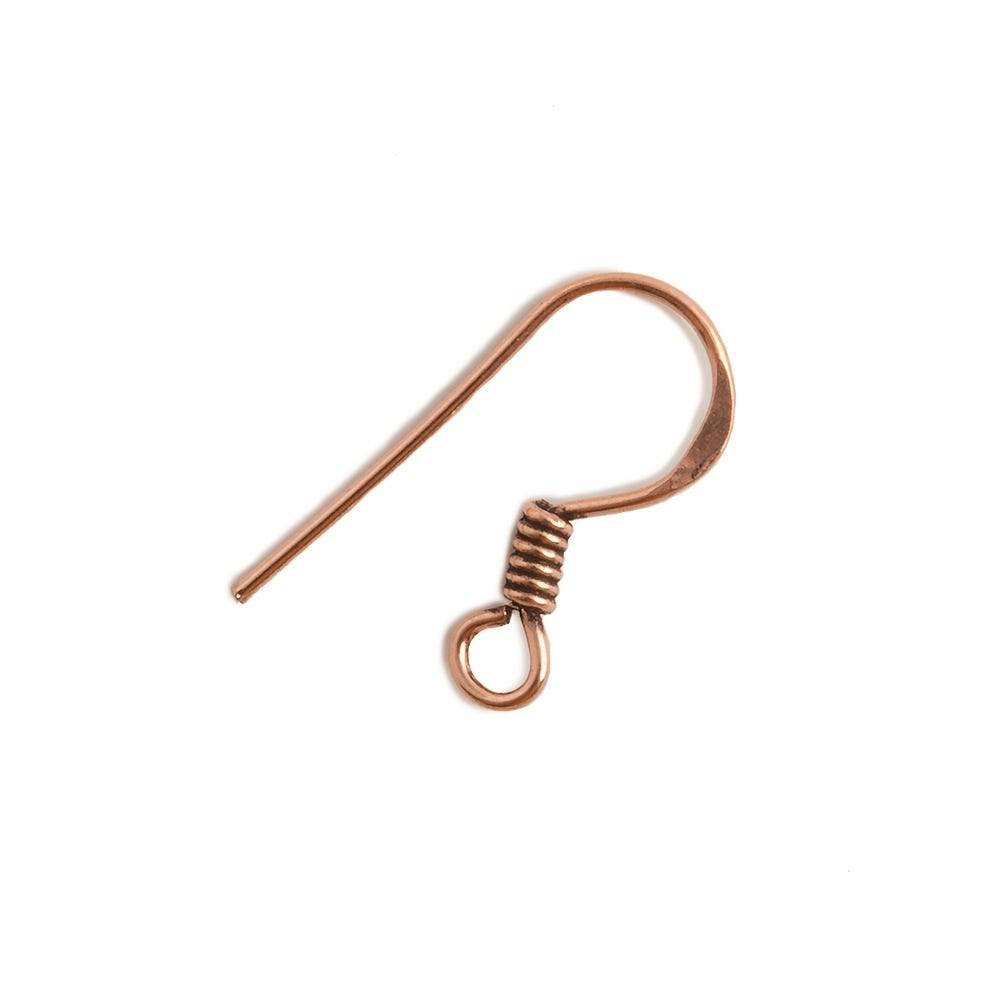 18mm Shepard's Hook Copper EarWire with Coil 50 pieces