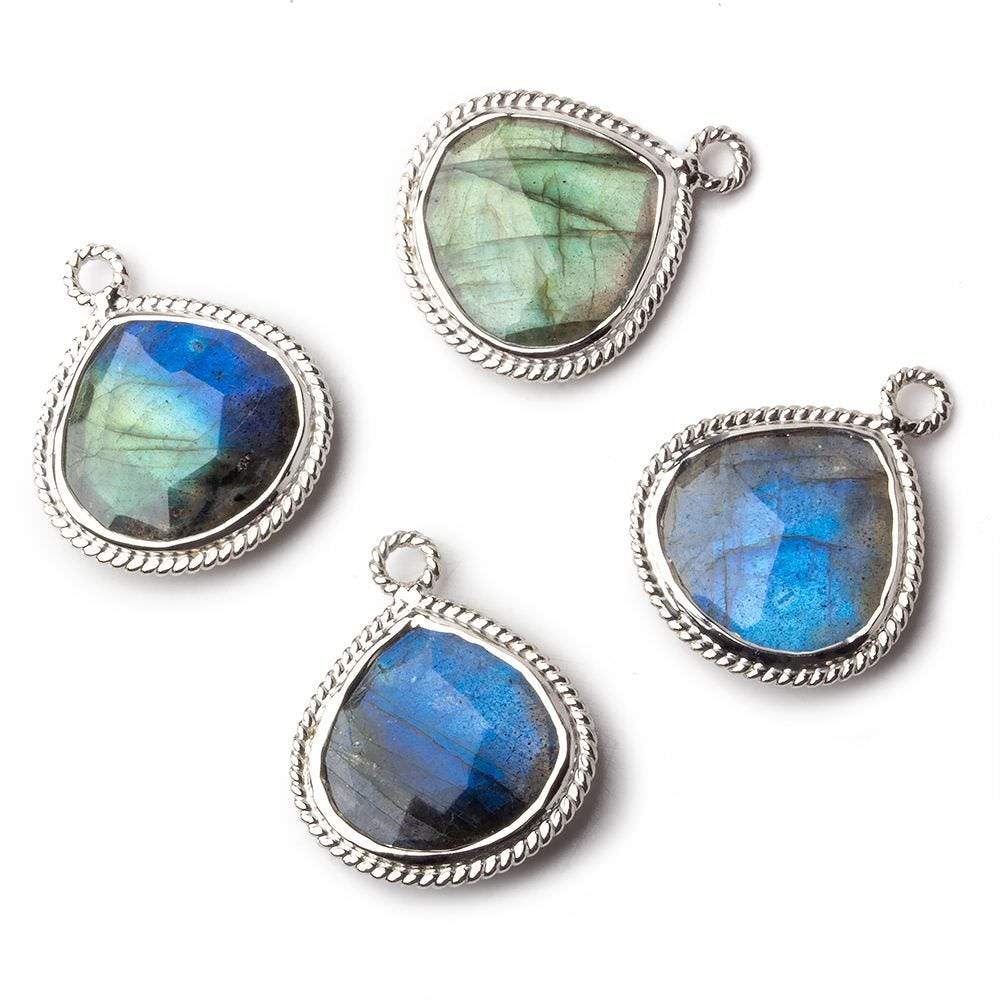 18mm Sterling Silver Rope Bezel Labradorite Heart Pendant 1 focal bead