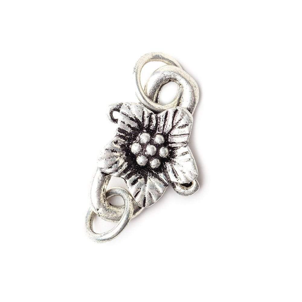 18x10mm Antiqued Sterling Silver Flower S Hook 1 Finding