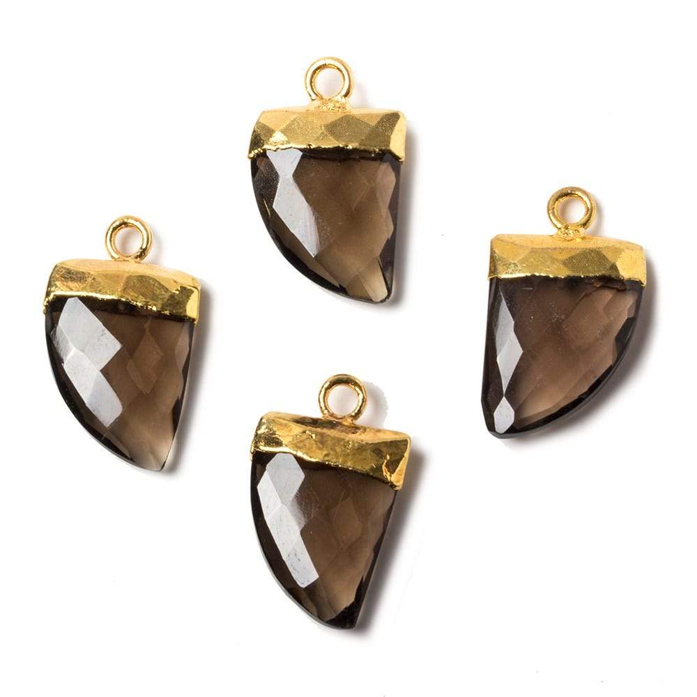 18x10mm Gold Leafed Smoky Quartz Horn Pendants 1 piece