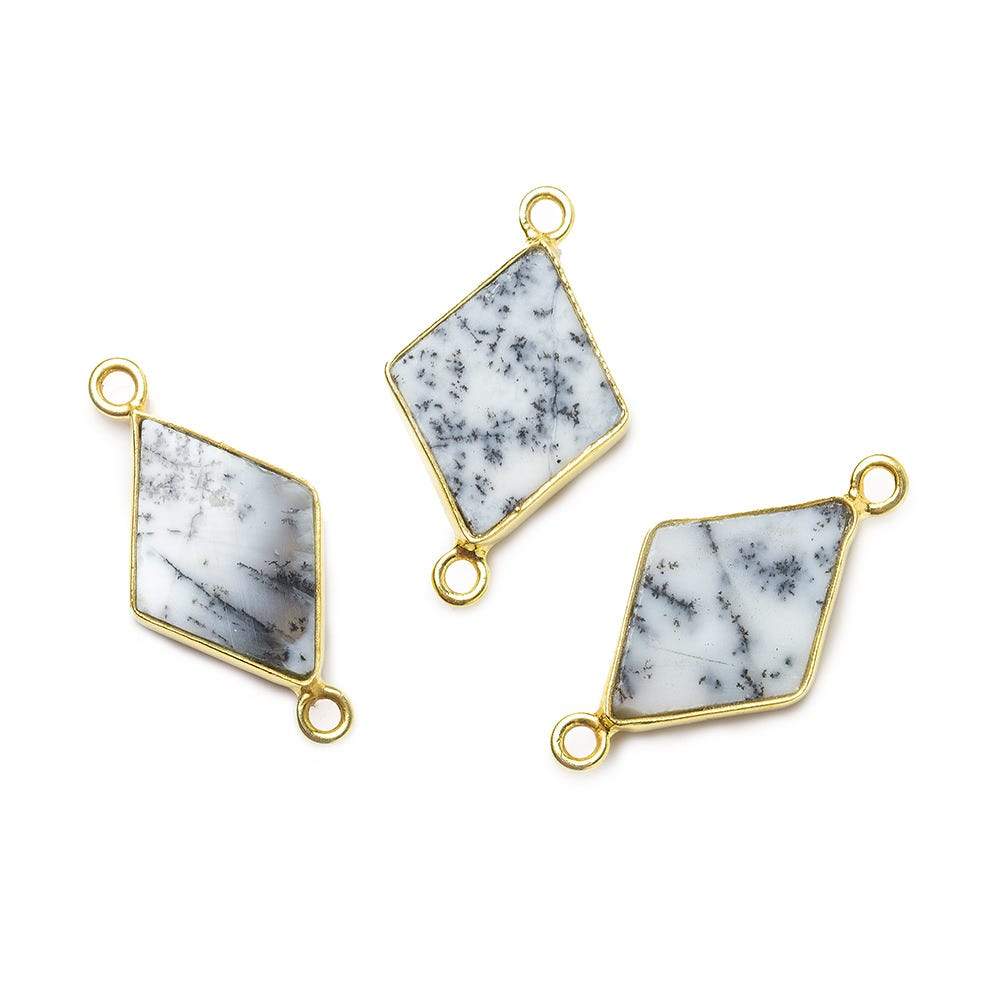 18x12mm Vermeil Bezel Dendritic Opal Kite Connector 1 piece