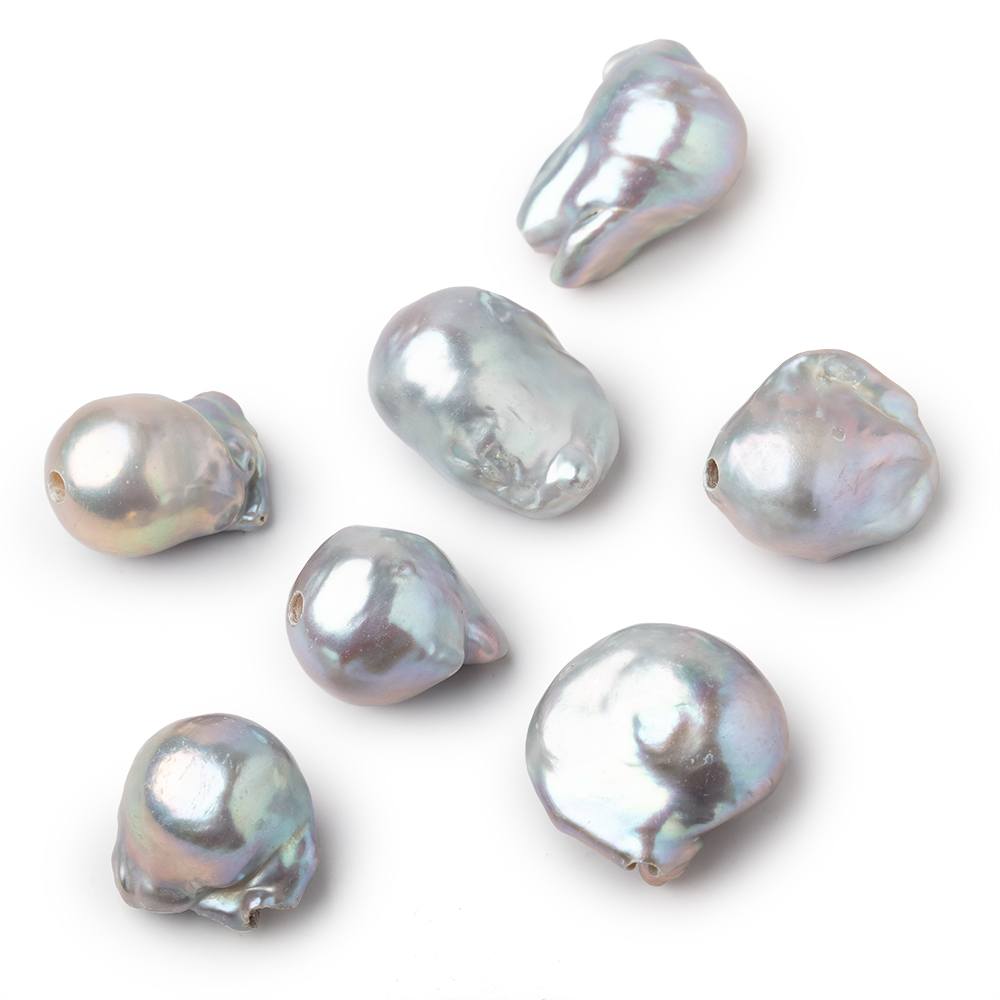 18x14-23x15mm Silver Ultra Baroque 2.5mm Large Hole Focal Beads 1 piece