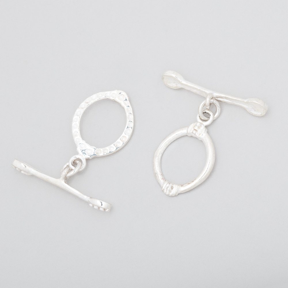 18x14mm Sterling Silver Oval Toggle Art Deco Design 1 piece