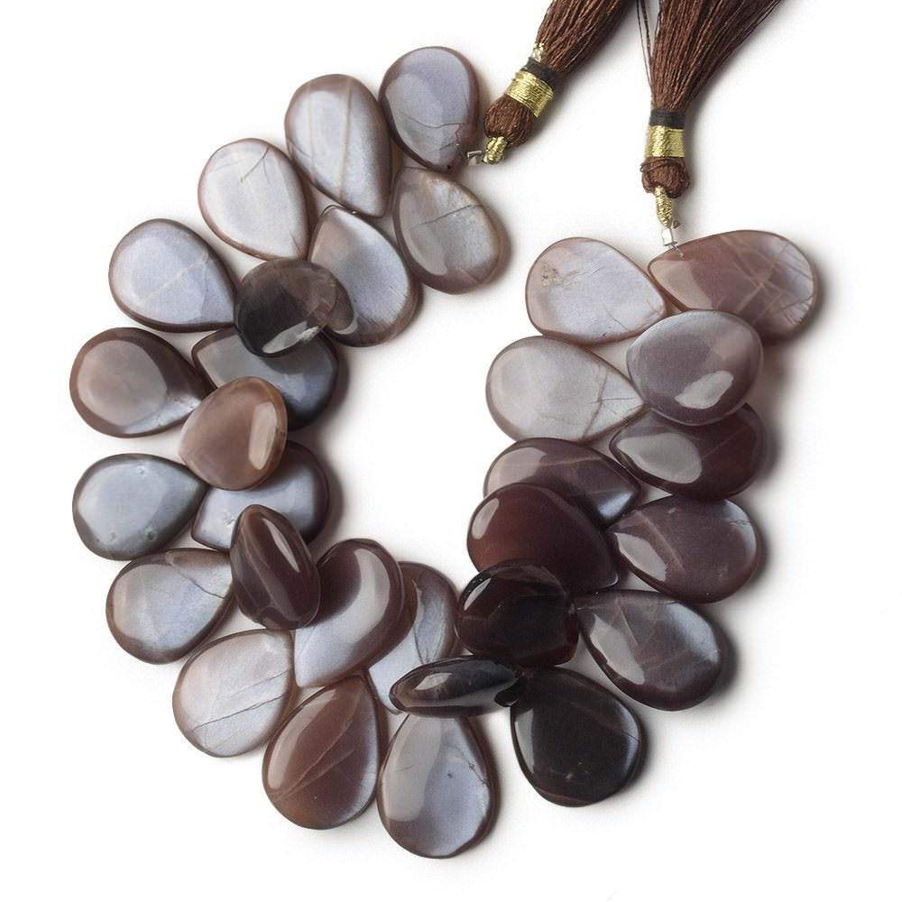 18x15-23x16mm Chocolate Moonstone plain pear beads 8 inch 32 pieces