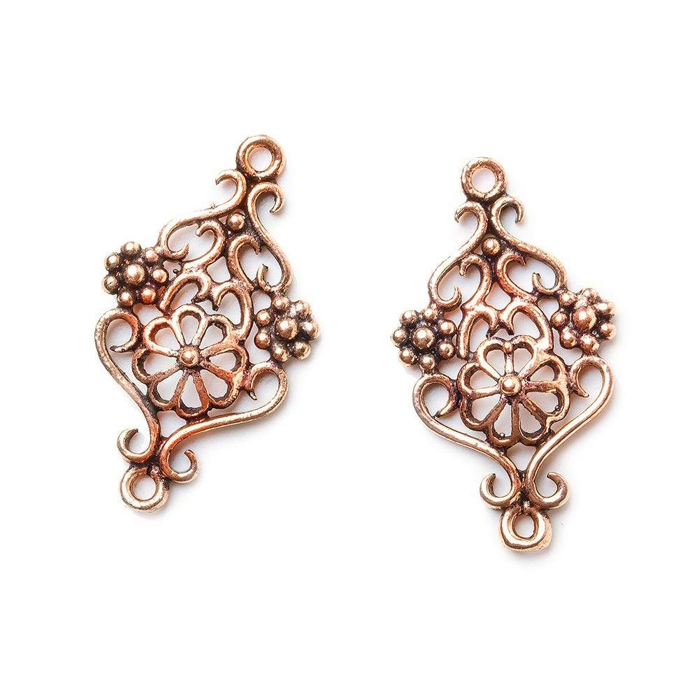 18x16mm Copper Connector Floral Design Set of 2