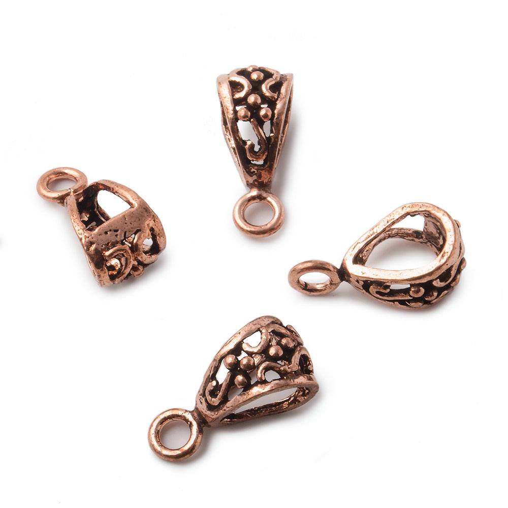18x8x8mm Copper Bail Scroll Design Set of 4