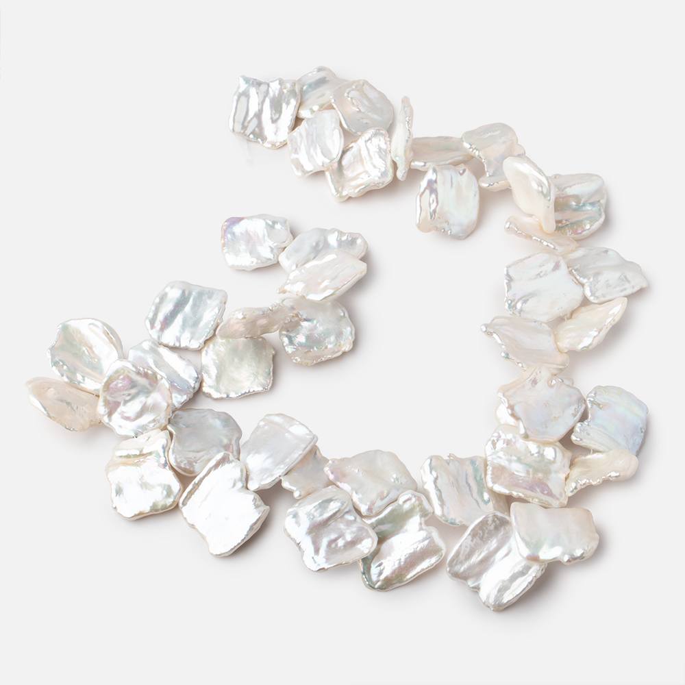 19-29mm White Top Drill Ultra Keshi Freshwater Pearls 17 inch 42 Beads AAA