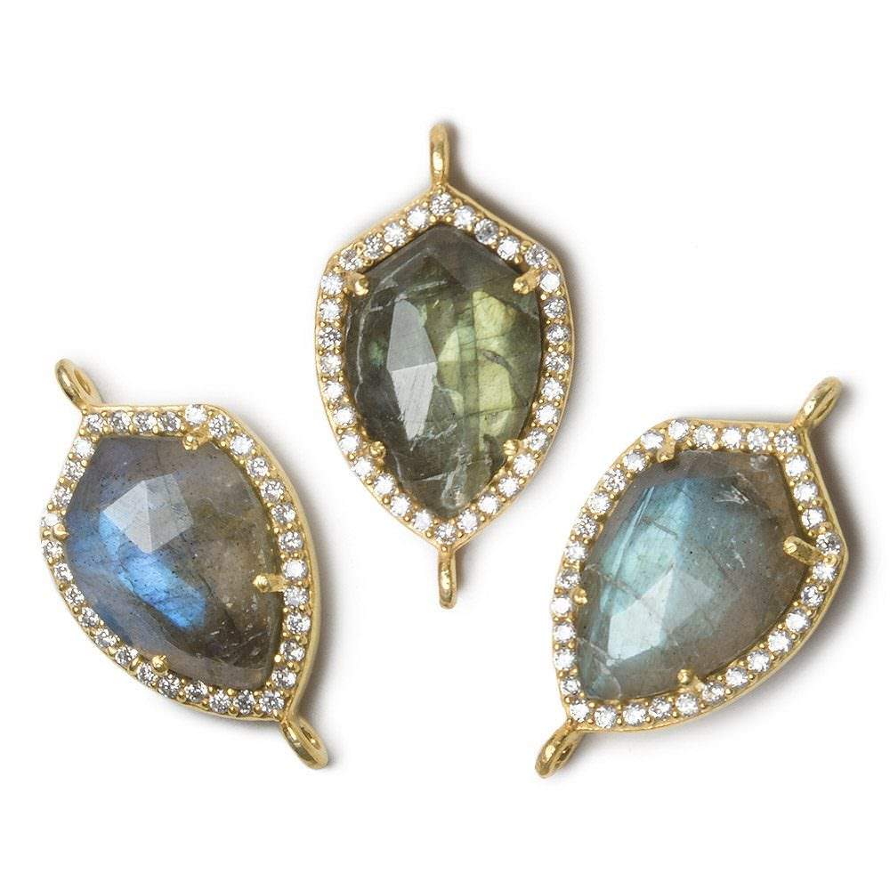 19.5x15mm Vermeil Bezel CZ and Labradorite Shield Connector 1 focal piece
