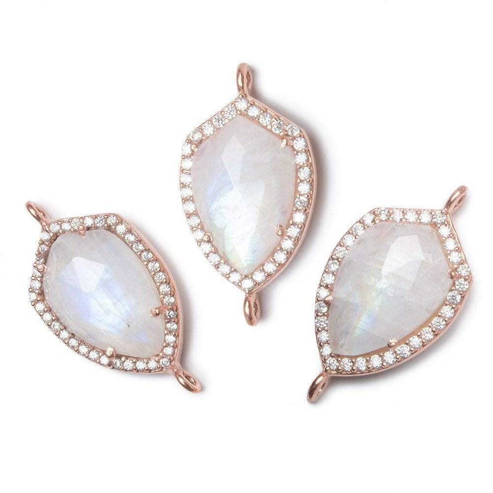 19.5x15mm Rose Gold Bezel White CZ and Rainbow Moonstone Shield Connector 1 focal piece