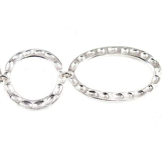 19mm & 29x19mm Sterling Silver plated Copper Hammered Circle and Oval Beads 11 pieces*DISCONTINUED*