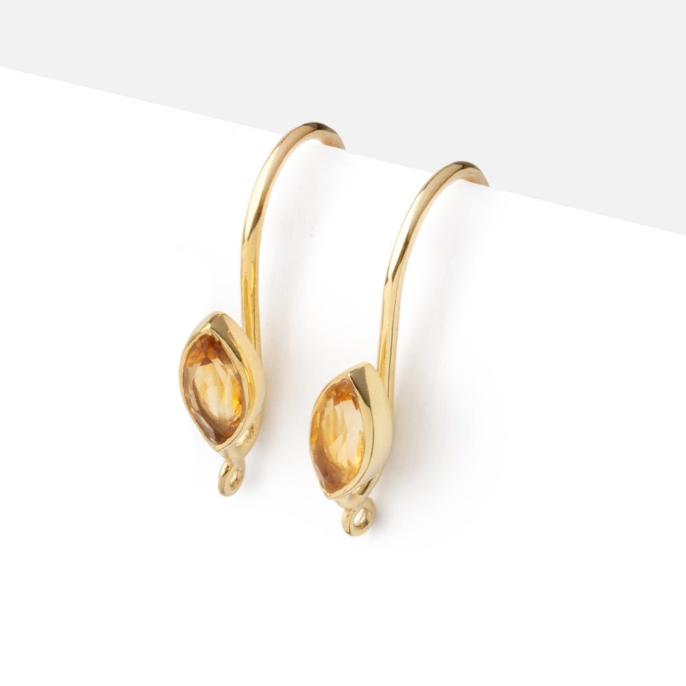 19mm Citrine Marquise Ear Wire Set of 2 pieces