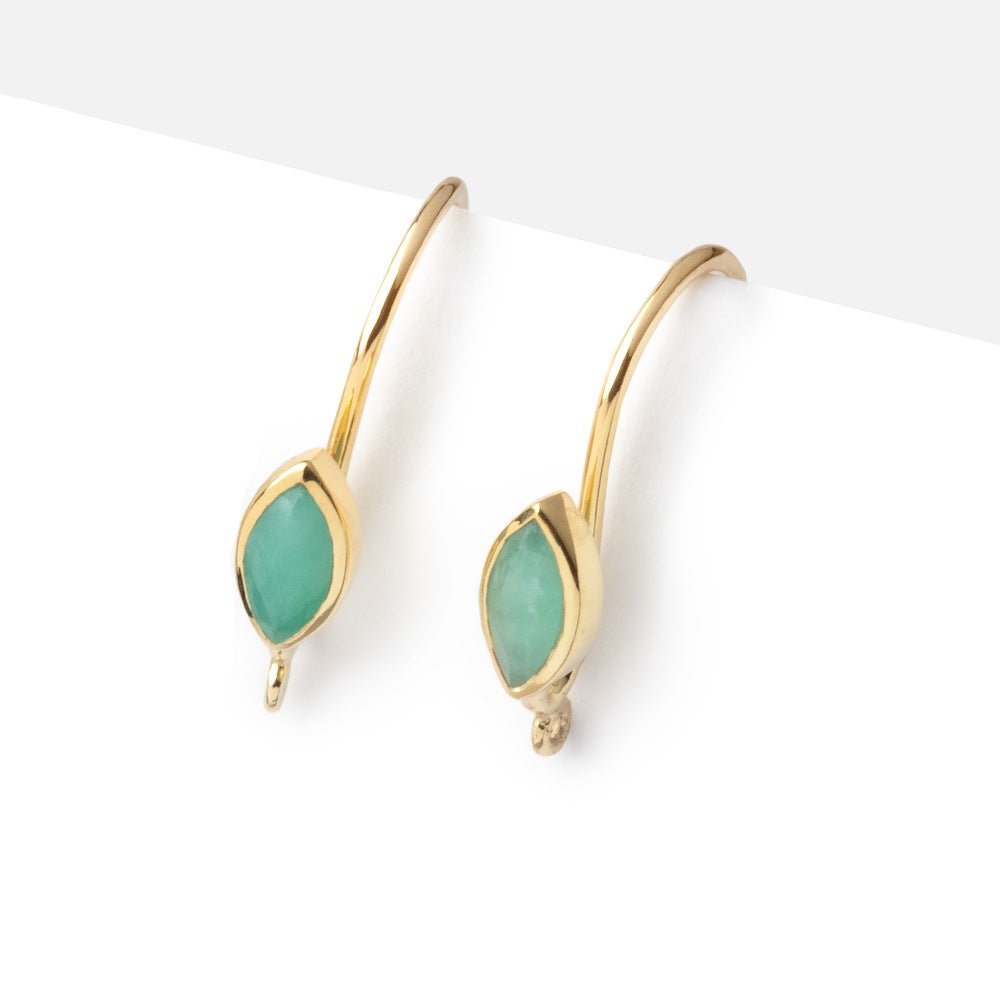 19mm Emerald Marquise Ear Wire Set of 2 pieces