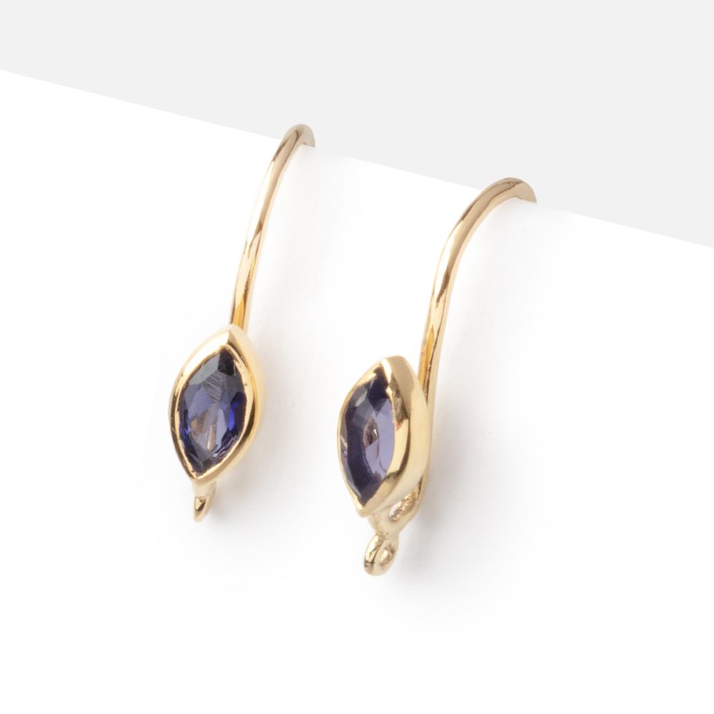 19mm Iolite Marquise Ear Wire Set of 2 pieces