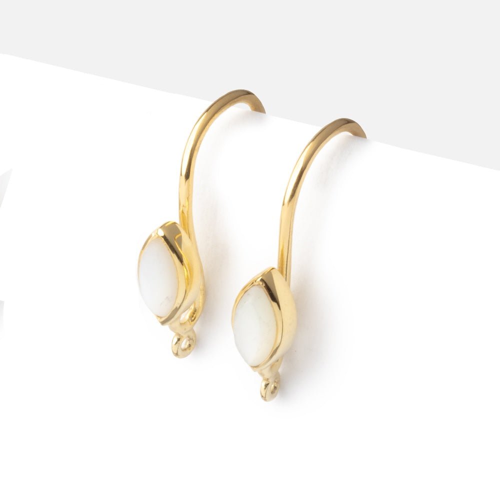 19mm Mother of Pearl Plain Marquise Ear Wire Set of 2 pieces