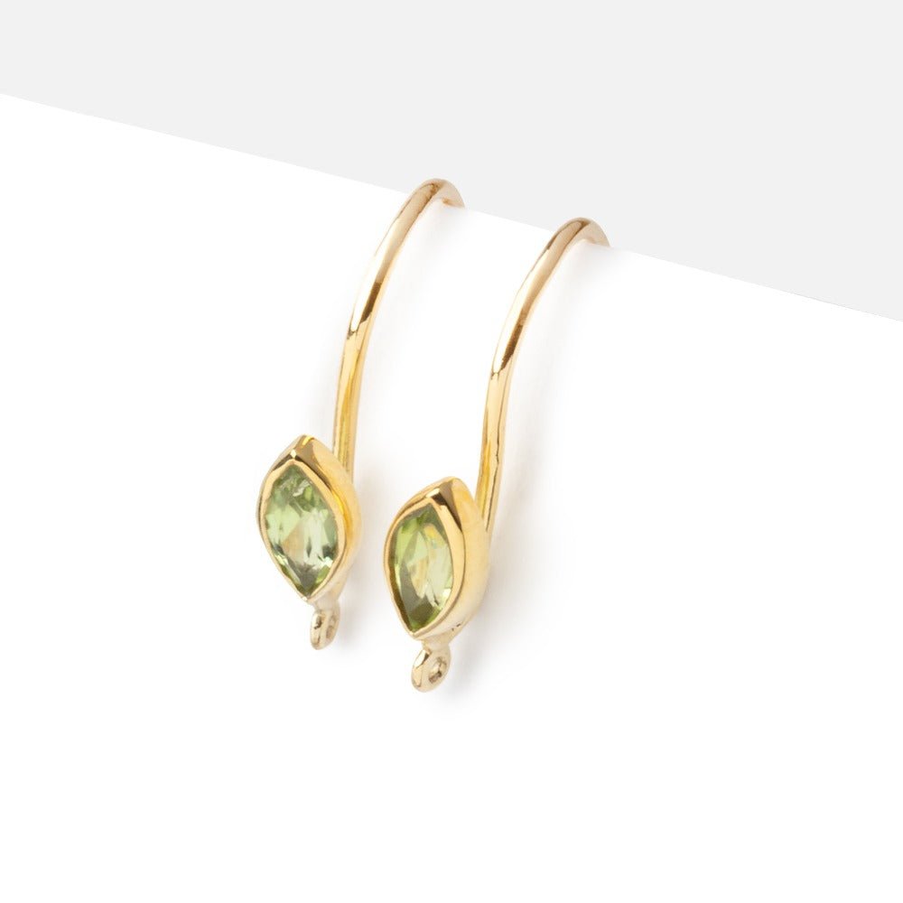 19mm Peridot Marquise Ear Wire Set of 2 pieces