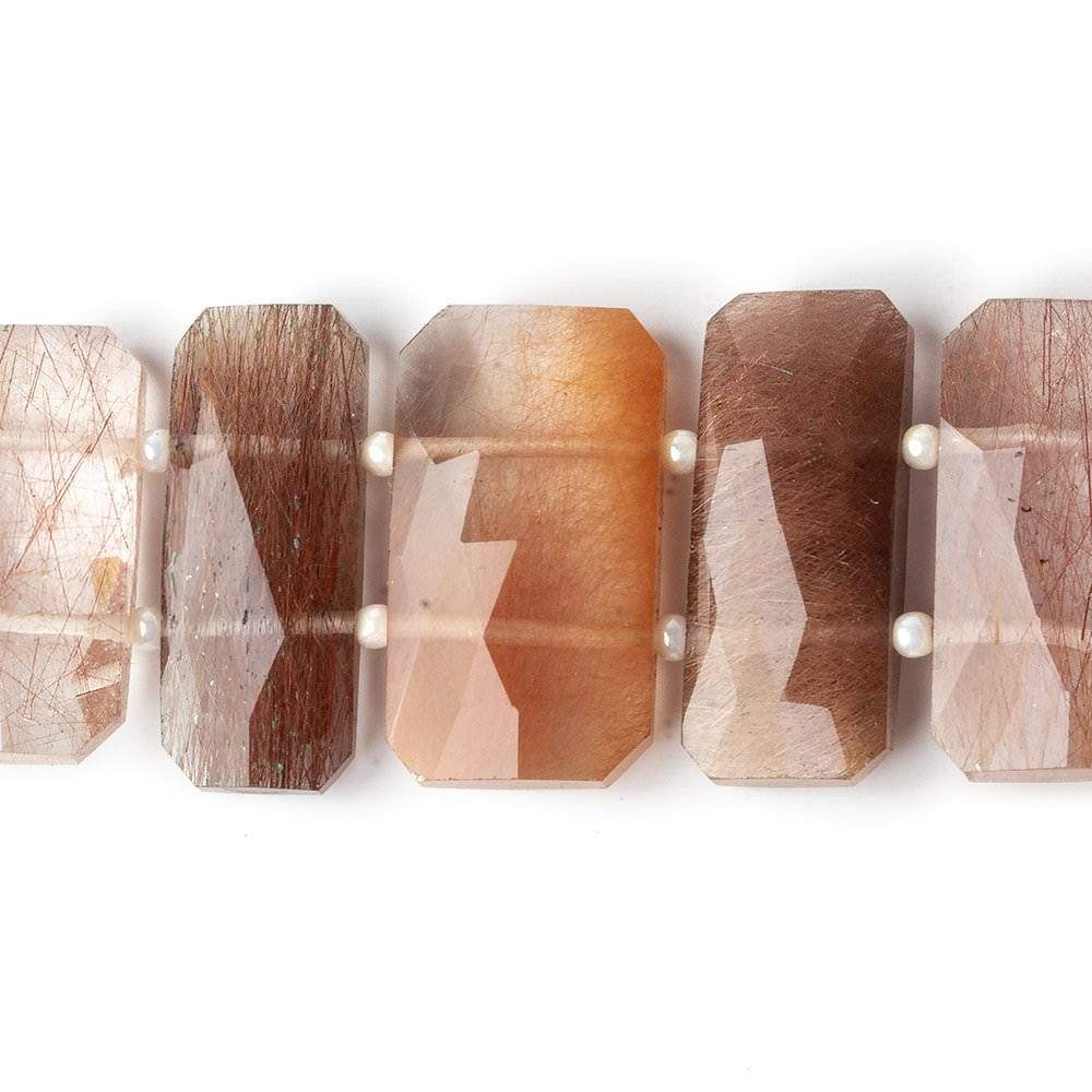 19x10-22x12mm Rutilated Quartz Double Drilled Faceted Rectangles 7 inch 15 beads AA
