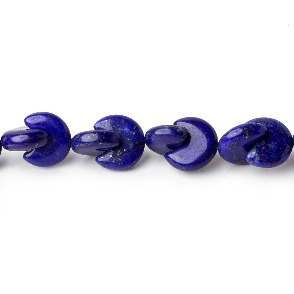19x10mm Lapis Lazuli interlocking center drilled half moon beads 7.5 inch 26 pieces AAA
