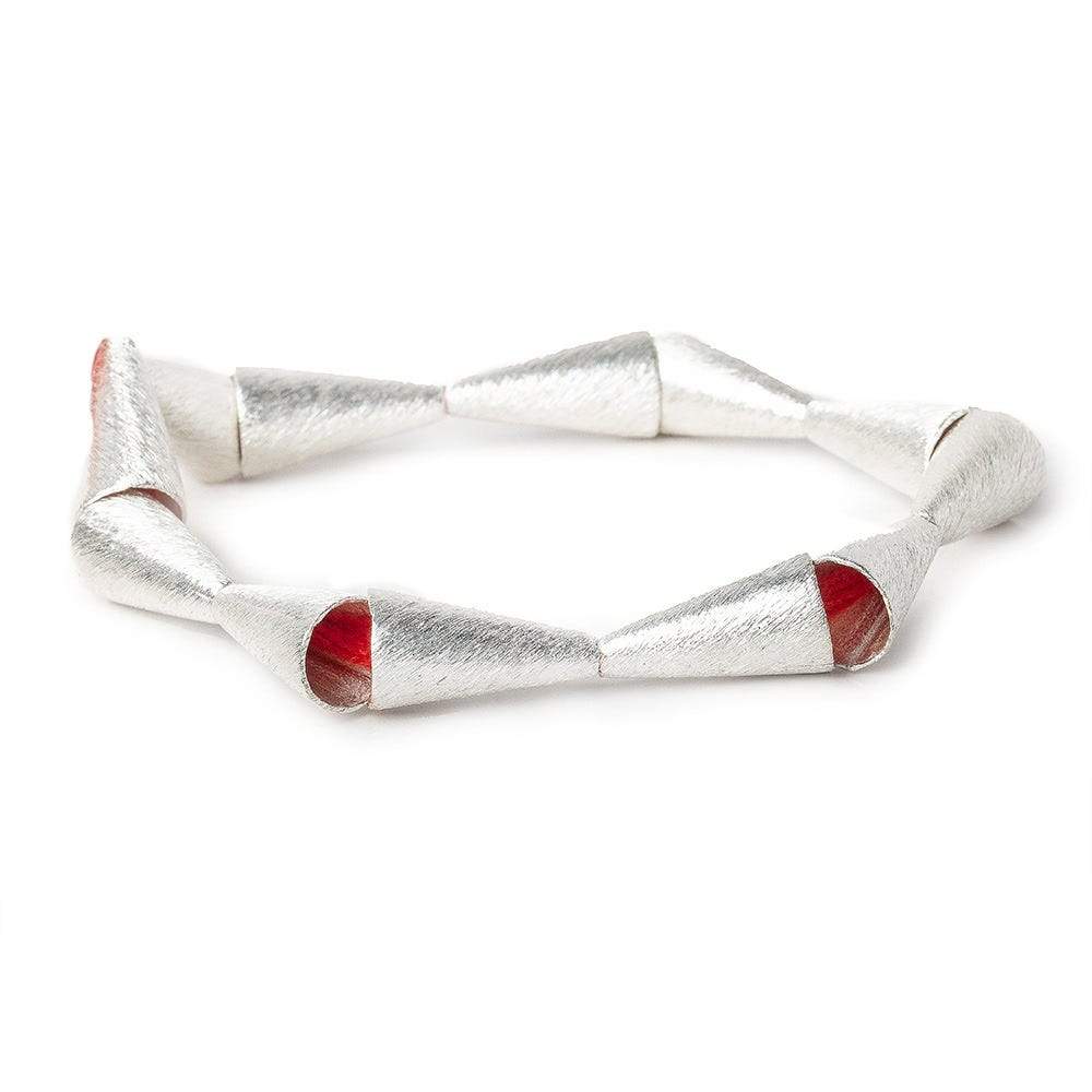 19x10mm Sterling Silver Plated Copper Brushed Cone 8 inch 12 pcs