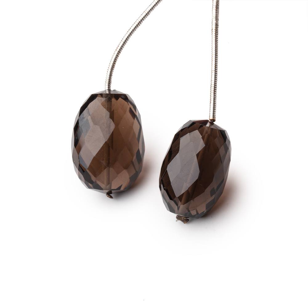 19x12-20x13mm Smoky Quartz Faceted Nugget Focals Set of 2 Beads