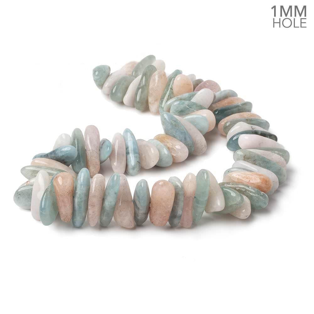 19x12-24x17mm Multi Beryl center drilled elongated plain nuggets 16 inch 64 large hole beads AA