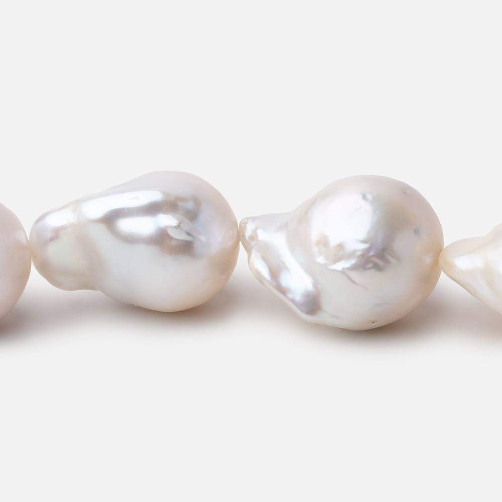 19x13-21x15mm White Ultra Baroque Freshwater Pearls 15.5 inch 21 pieces