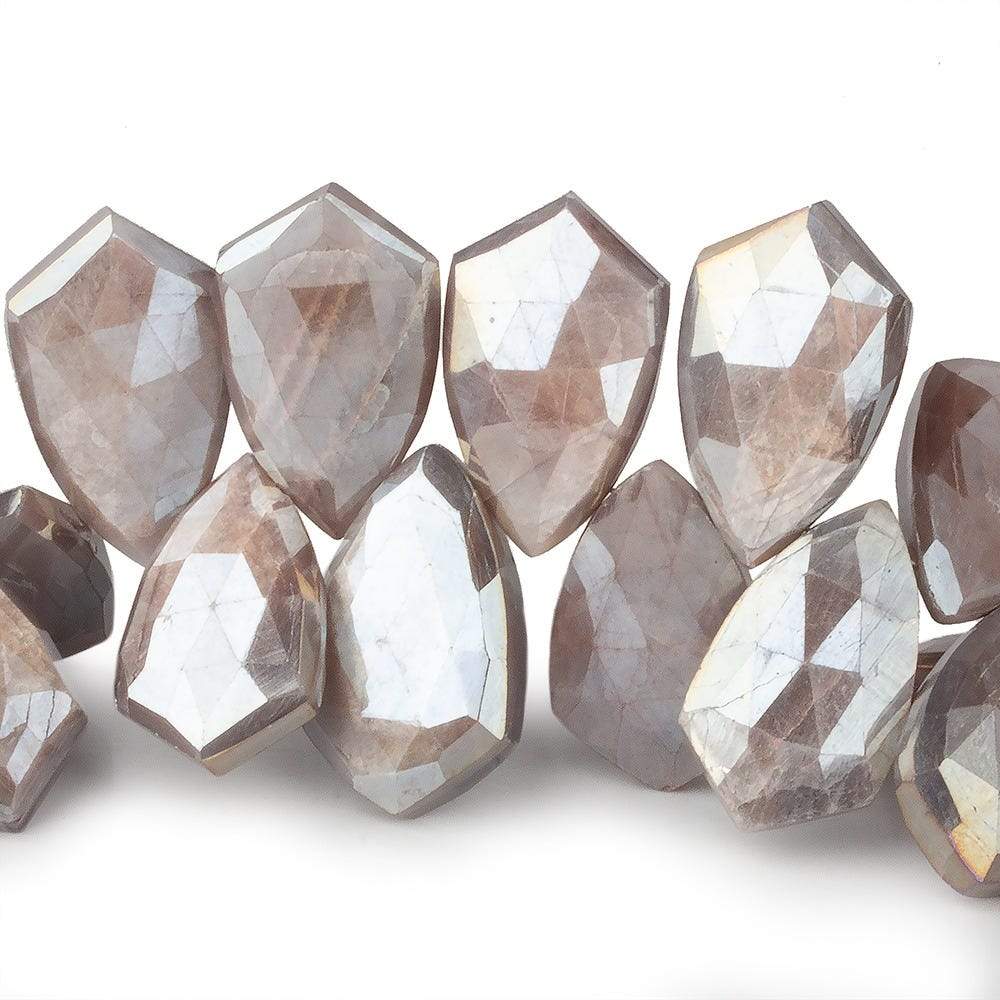 19x13-22x13mm Mystic Light Platinum Grey Moonstone Faceted Shields 8 inch 28 beads