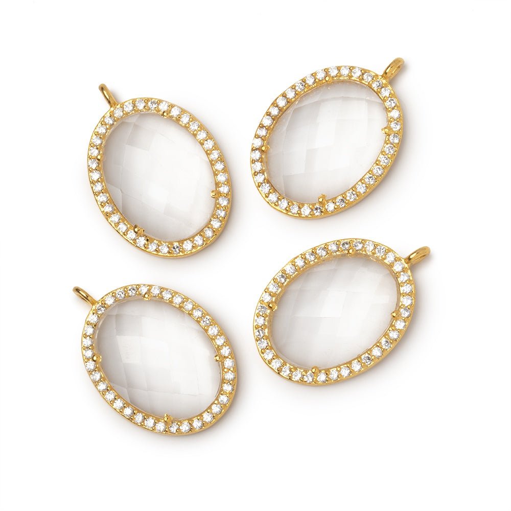 19x15mm Vermeil CZ Bezel Crystal Quartz Faceted Oval Pendant 1 Focal