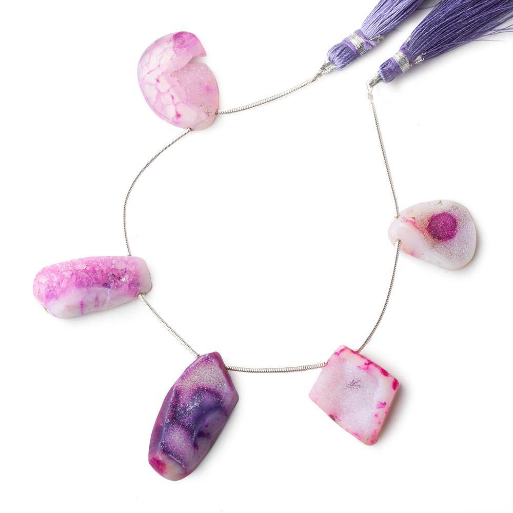 19x16-30x14mm Cotton Candy Purple Agate Drusy Freeform Beads 5 pieces