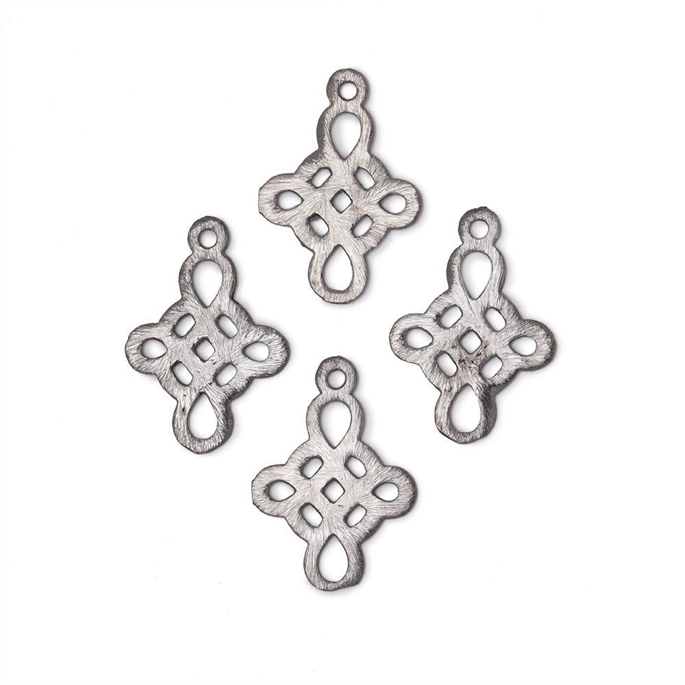19x16mm Brushed Filigree Cross Charm Set of 4 pieces