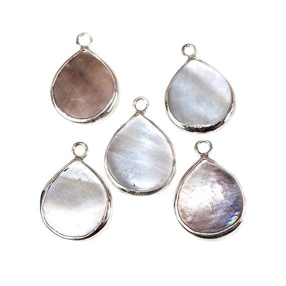 19x16mm Mother of Pearl Heart Silver Bezel Pendant 1 piece