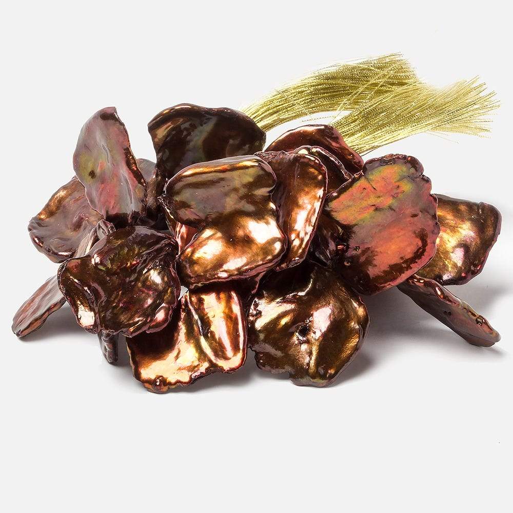 19x17-26x20mm Copper Ultra Keshi Top Drilled Freshwater Pearls 7 inch 27 pcs