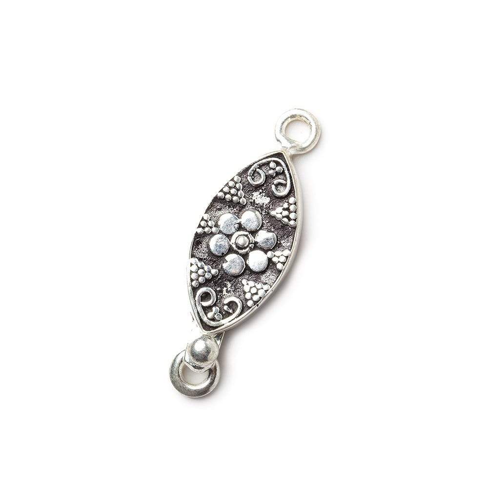 19x9mm Sterling Silver plated Box Clasp Marquise Flower Design 1 piece