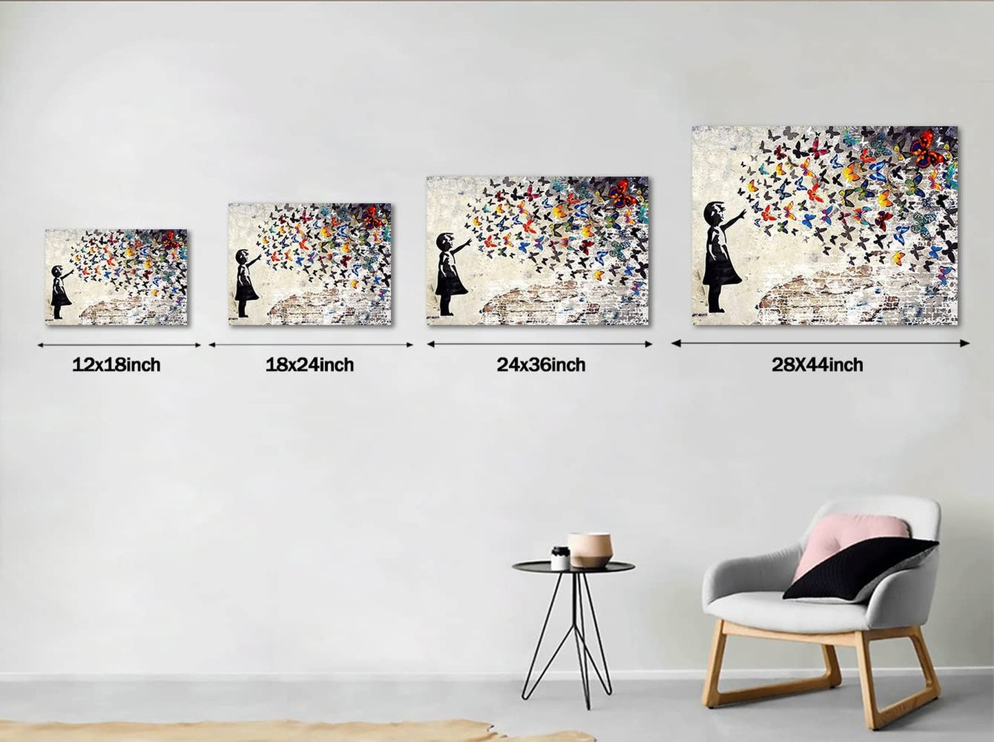 Colorful Graffiti Street Canvas Wall Art Funny Butterfly Banksy Street Art Mu...