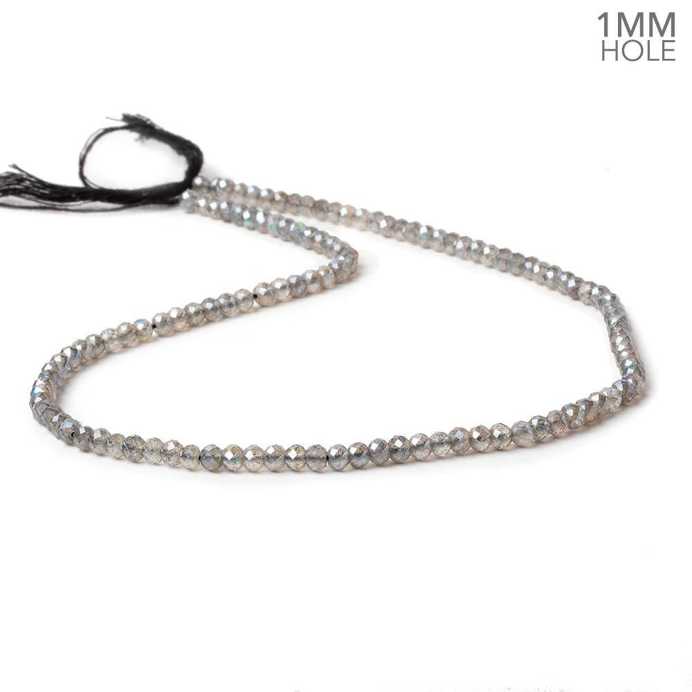 1mm hole Metallic Labradorite Micro Faceted Rondelles 3.5mm dia. 115 beads AAA