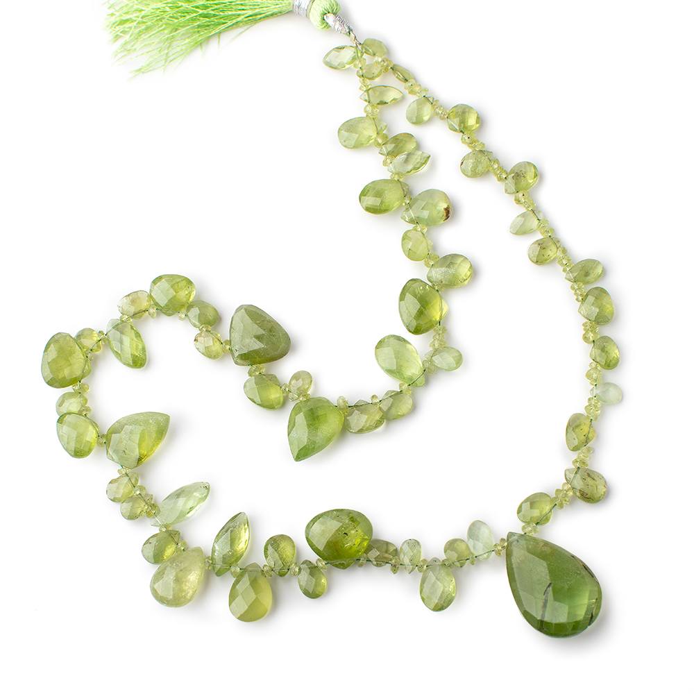 2-23x15mm Peridot Multiple Shape Beads 16 inch 153 pieces