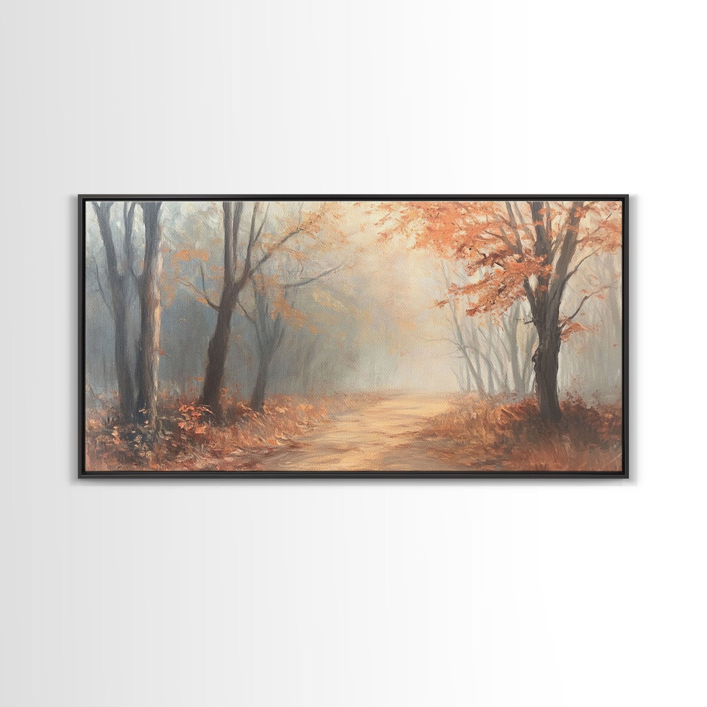 Path Through The Fall Forest, Framed Canvas Print, Winter Wonderland Decor, Perfect Wall Art and Gift Idea