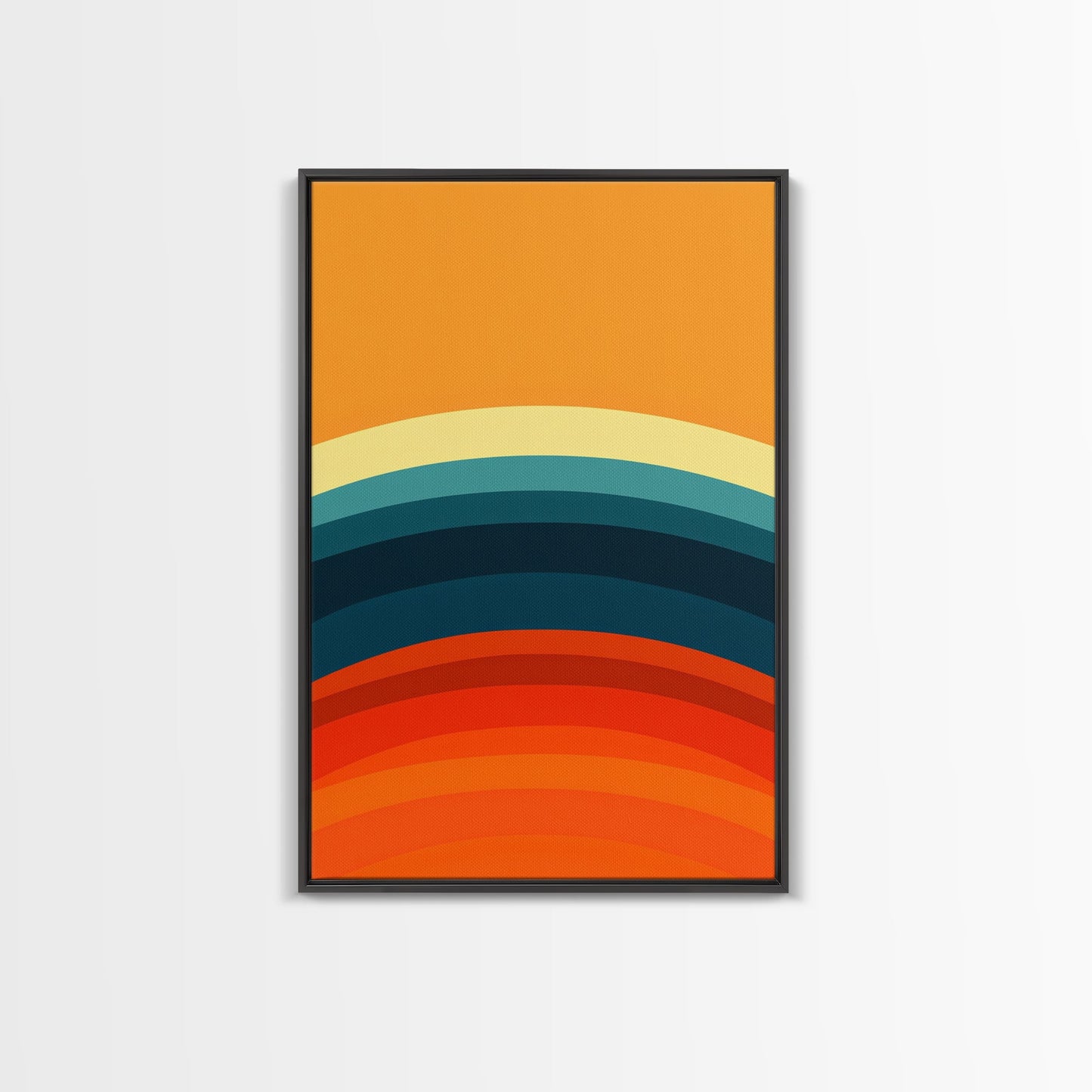 Shades Of The Sun Gradient Painting Print, Wood Framed Canvas, Minimalist Wall Art, Art Deco Inspired Living Room Decor