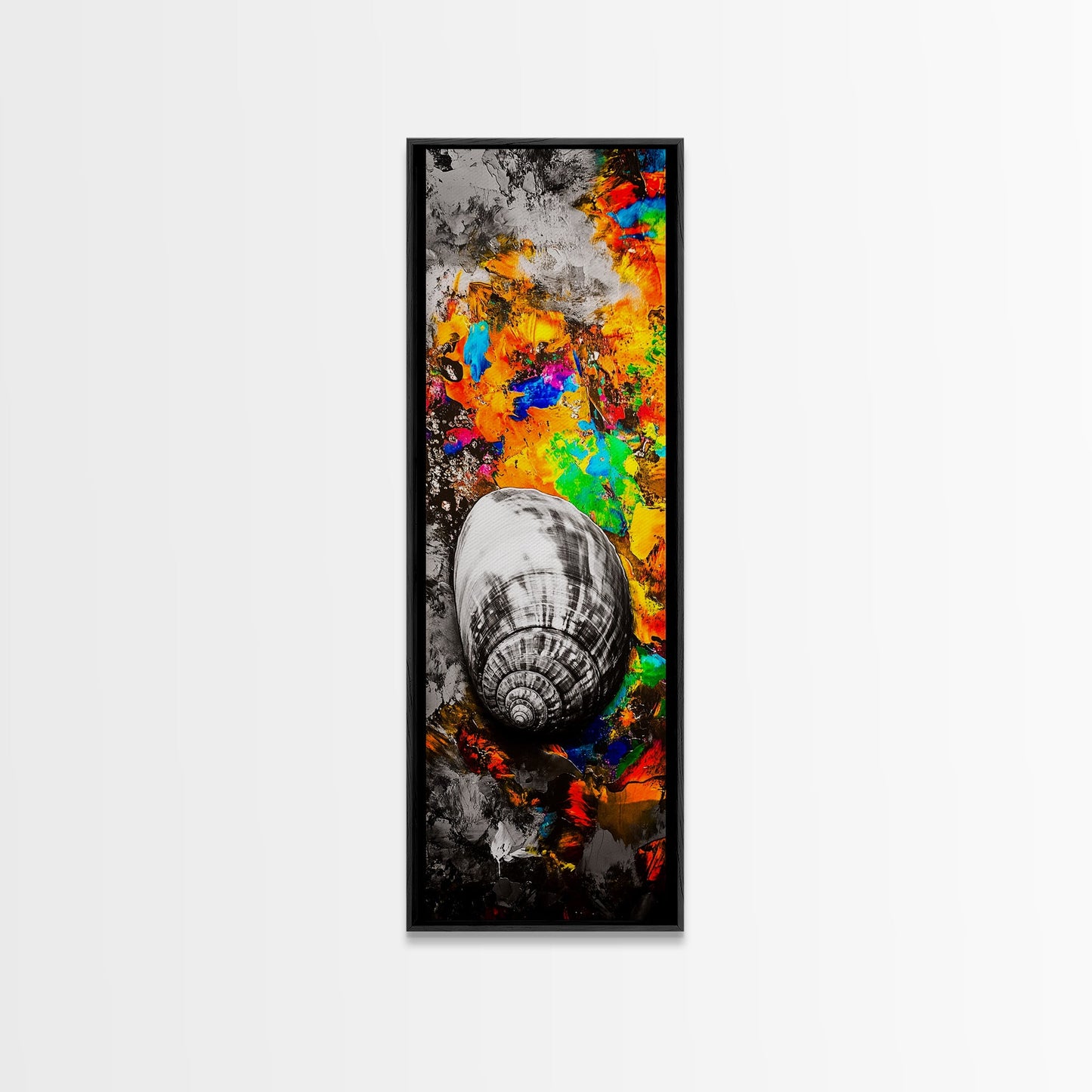 Colorful Shell, Abstract Art, Bold Texture, Canvas Print, Coastal Wall Art, Boho Beach Decor, Eclectic Home Art, Vibrant Nature Painting